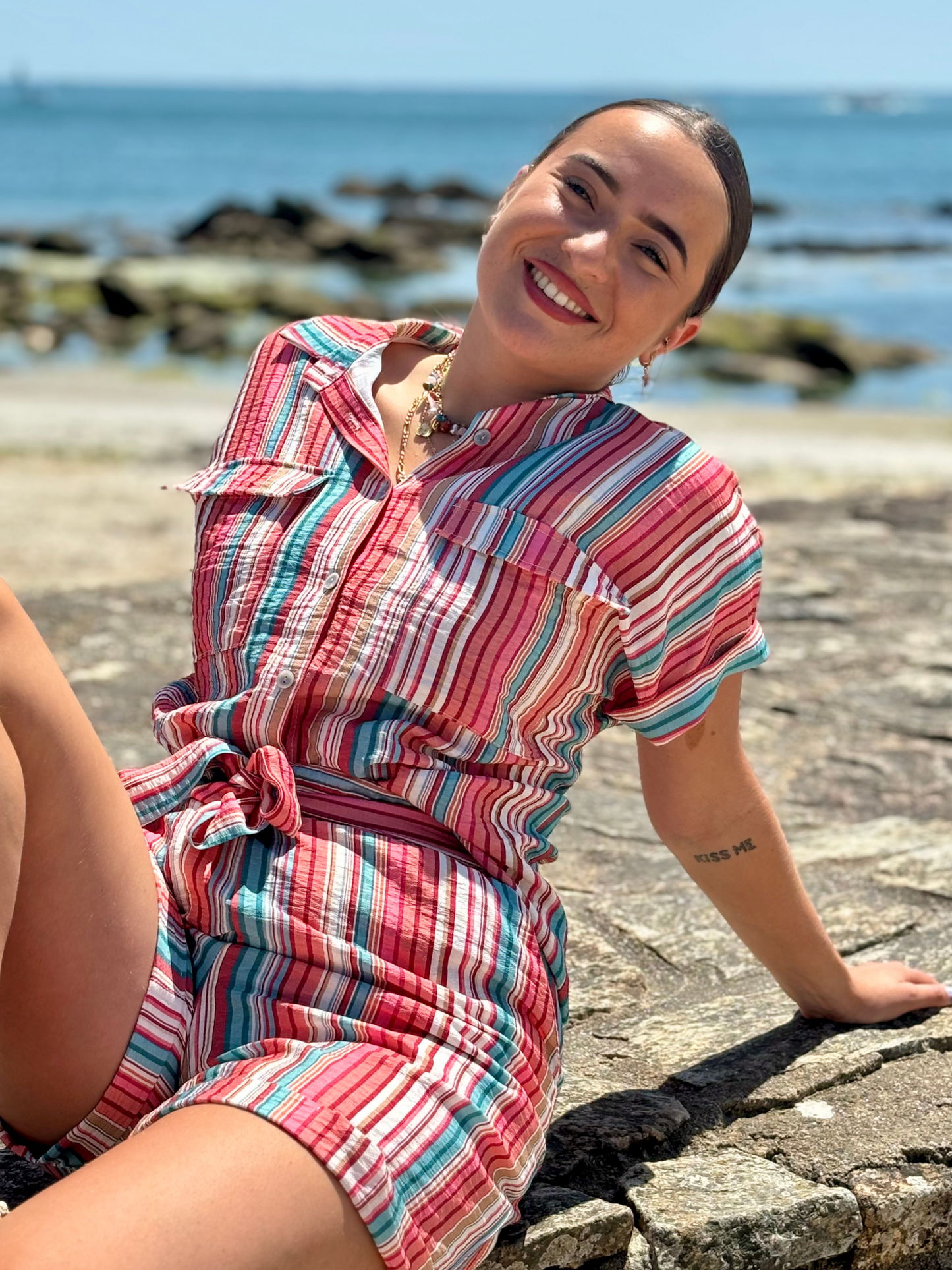 Chemise rayée multicolore en viscose