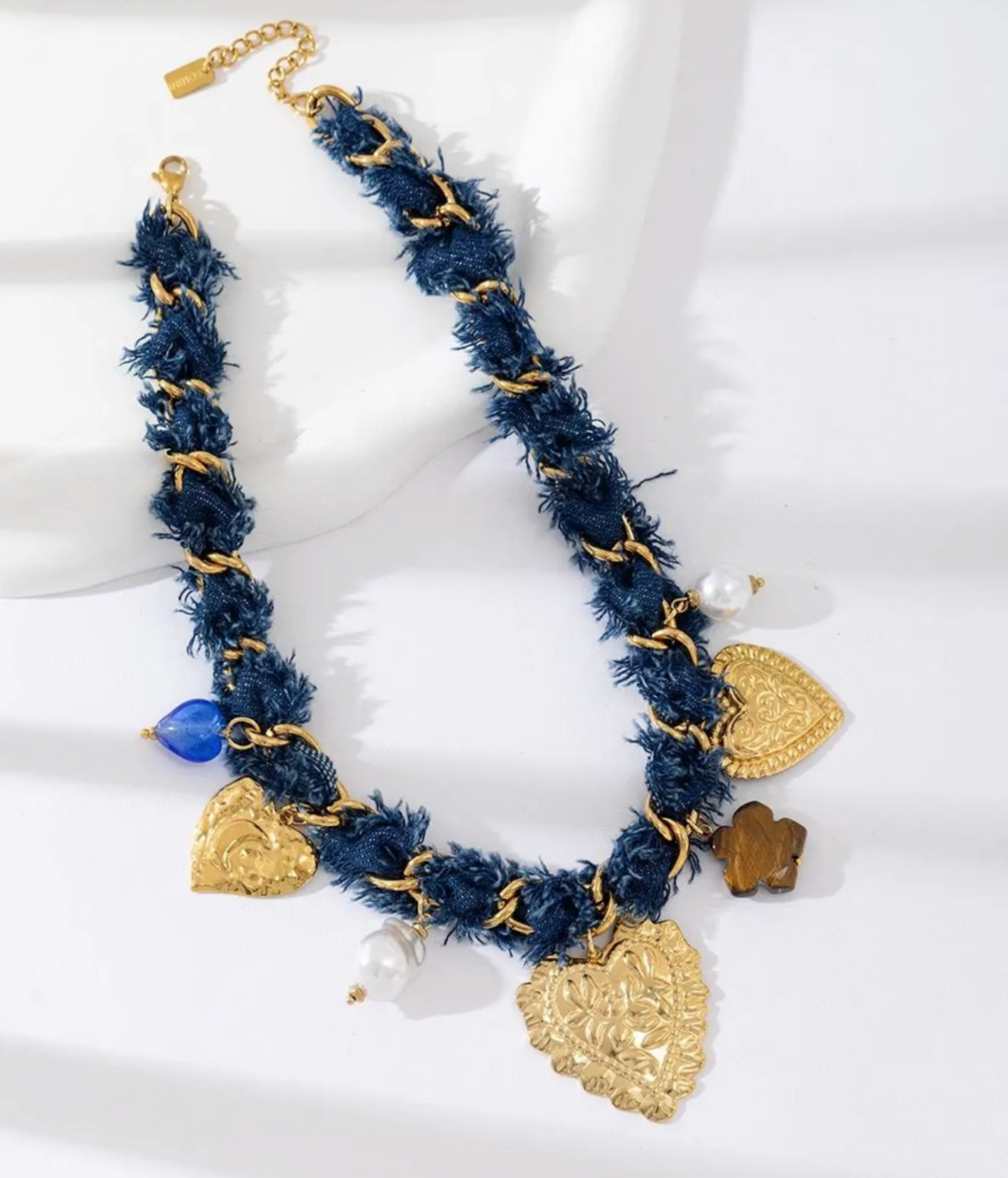 Collier Tressage Denim Chic