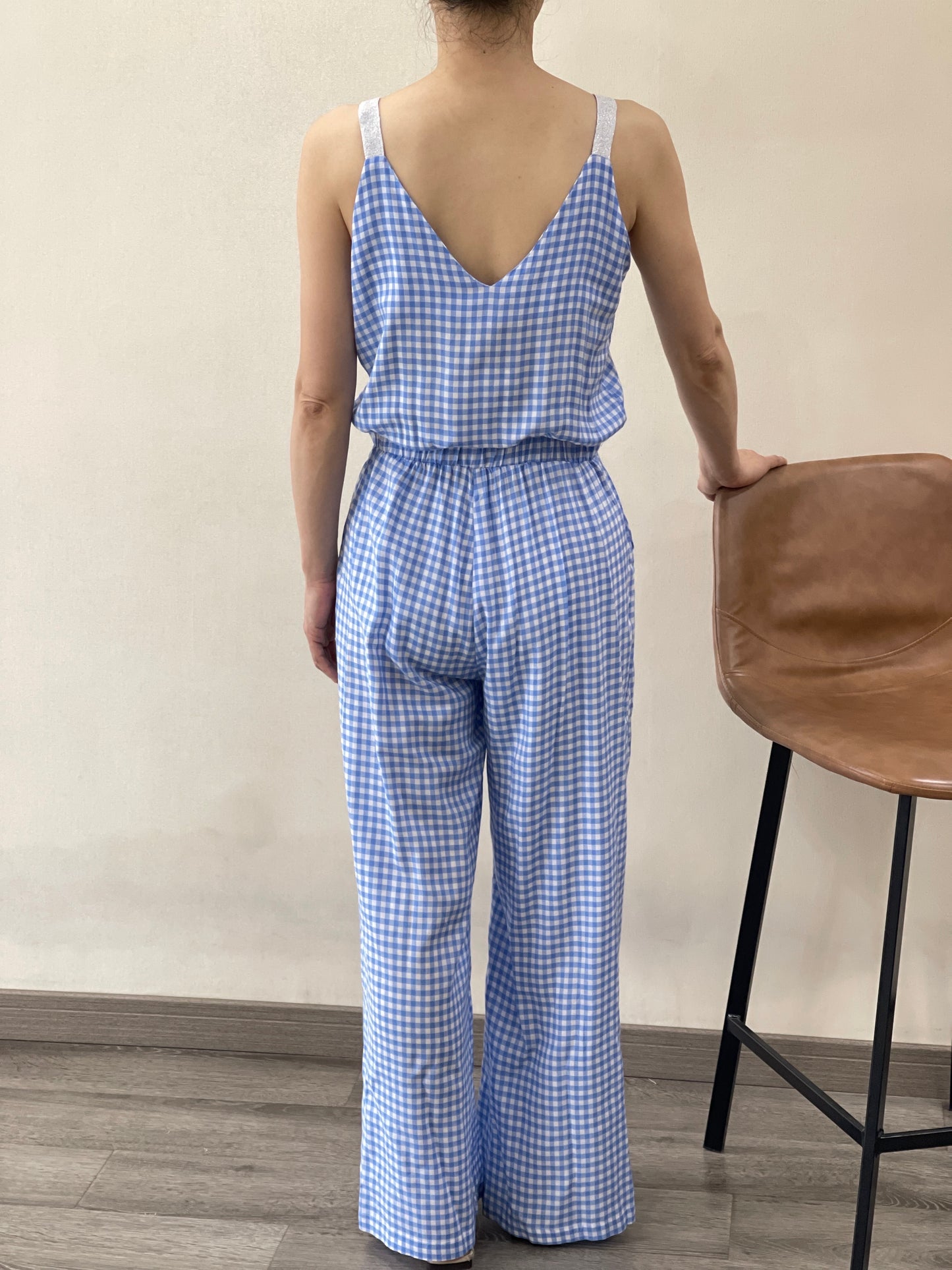 combi pantalon à carreaux