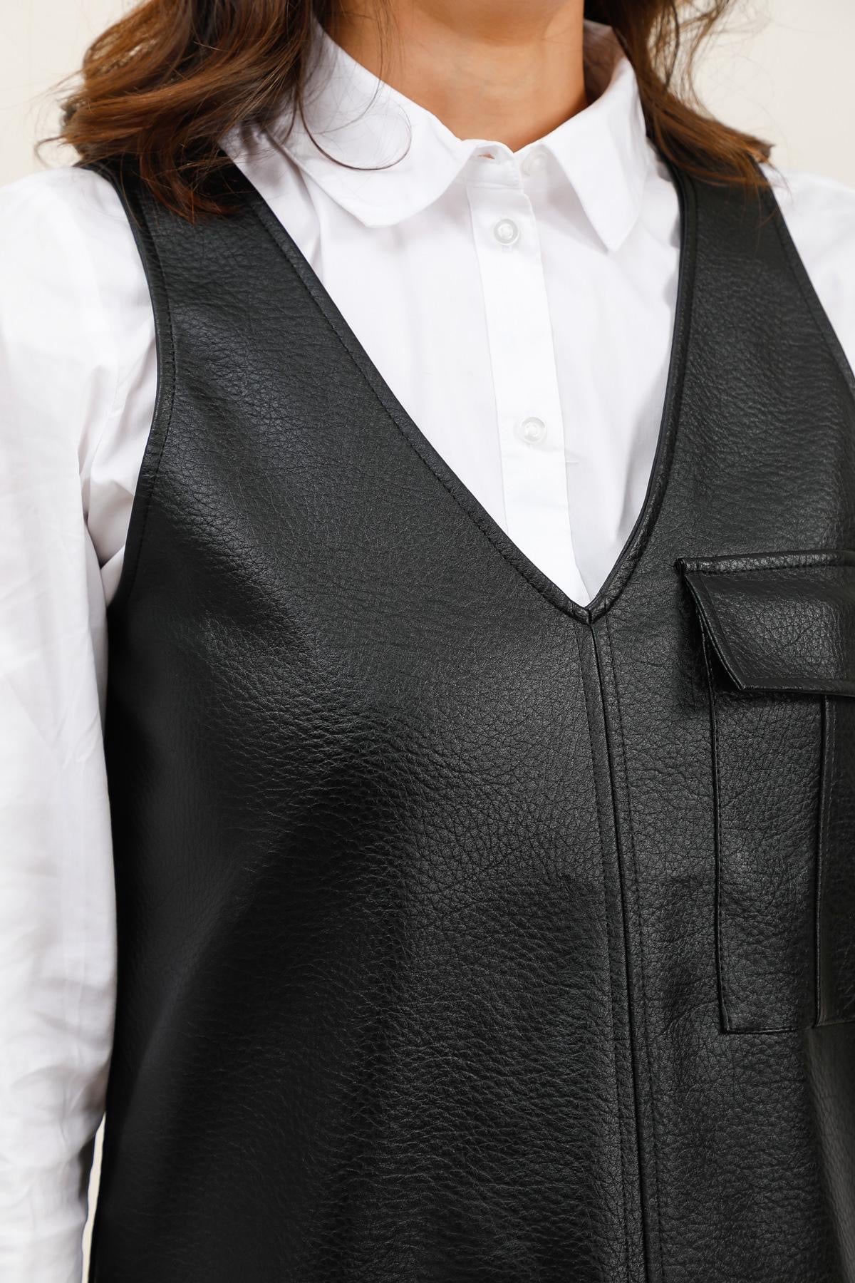 Robe Effet Cuir Noire