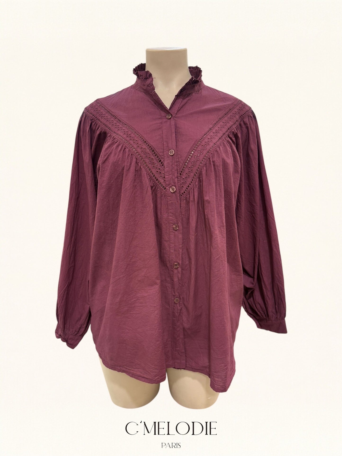 Chemise Manches Longues Dentelle - TU du 44 au 50