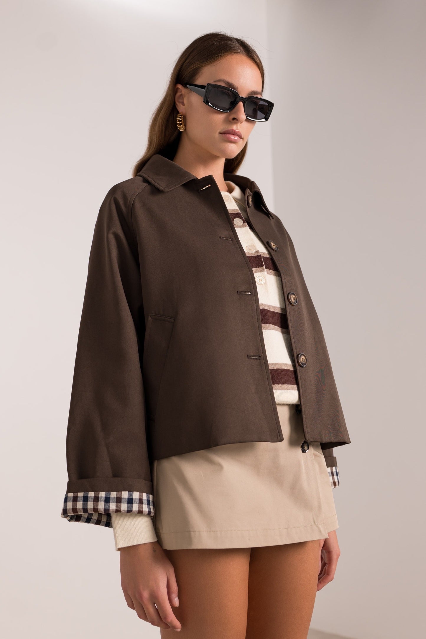Veste Trench Revers Carreaux