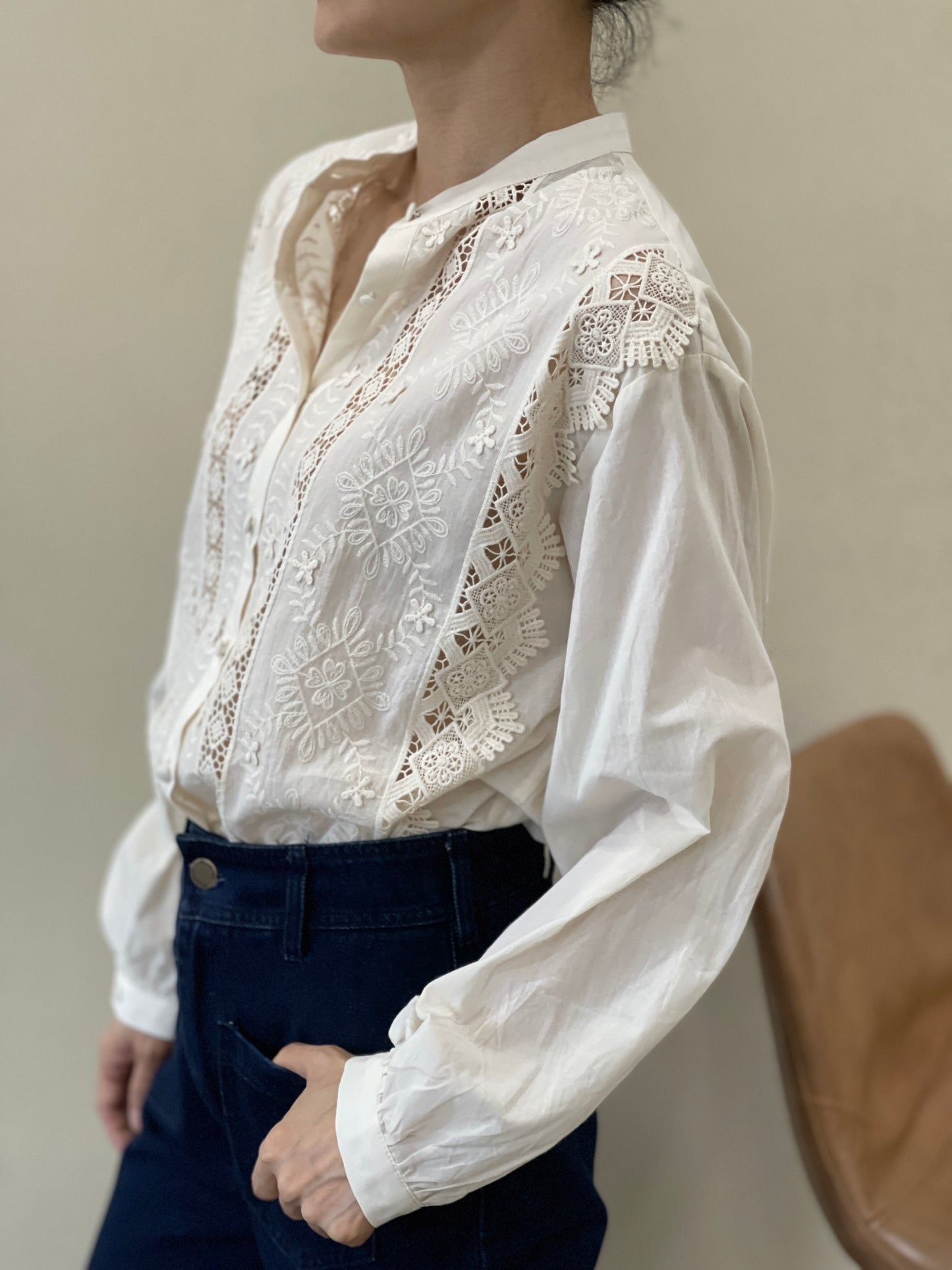 Chemise Broderie Écru