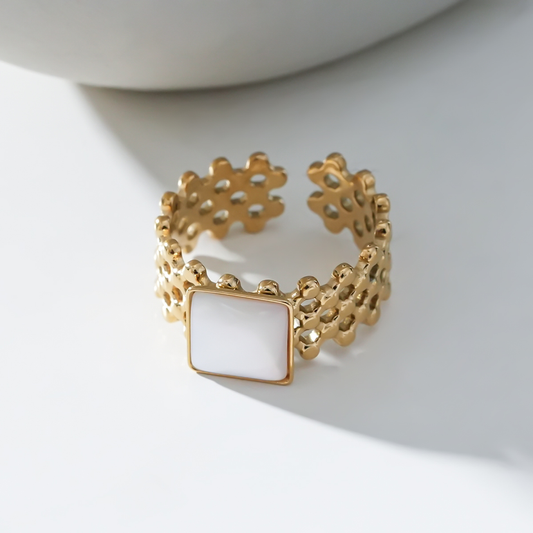 Bague Carrée Nacrée