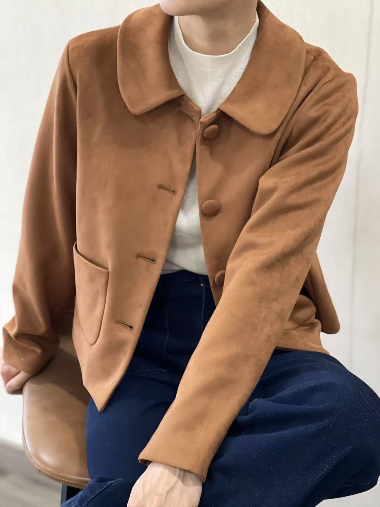 Veste Suédine Col Chemise