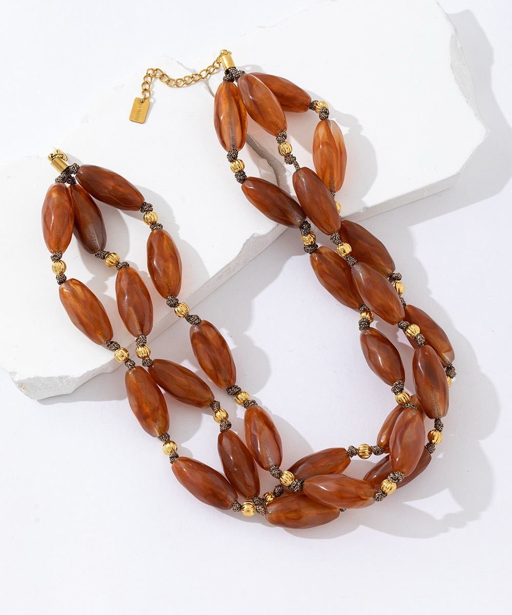 Collier Double Rangs Résine