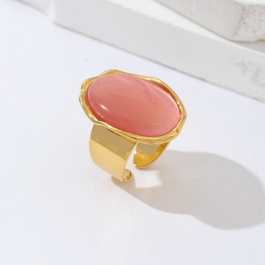 Bague Dorée Pierre Ovale