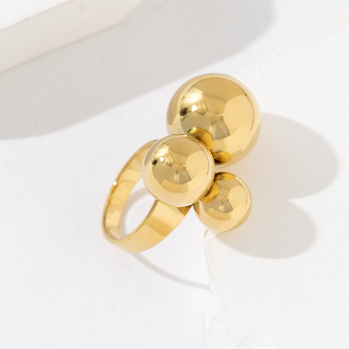 Bague Boules Dorées