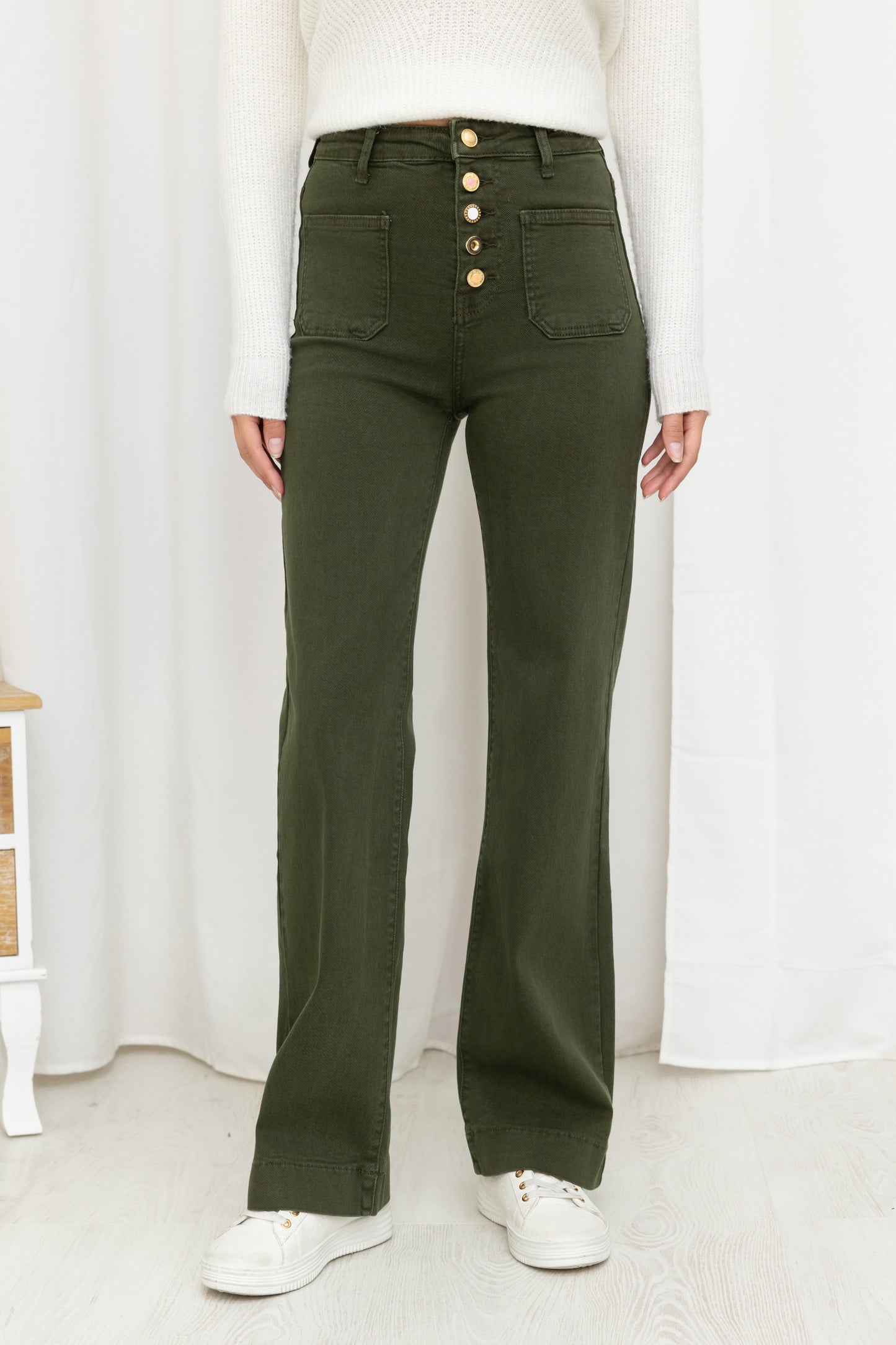 Jean Taille Haute à Boutons