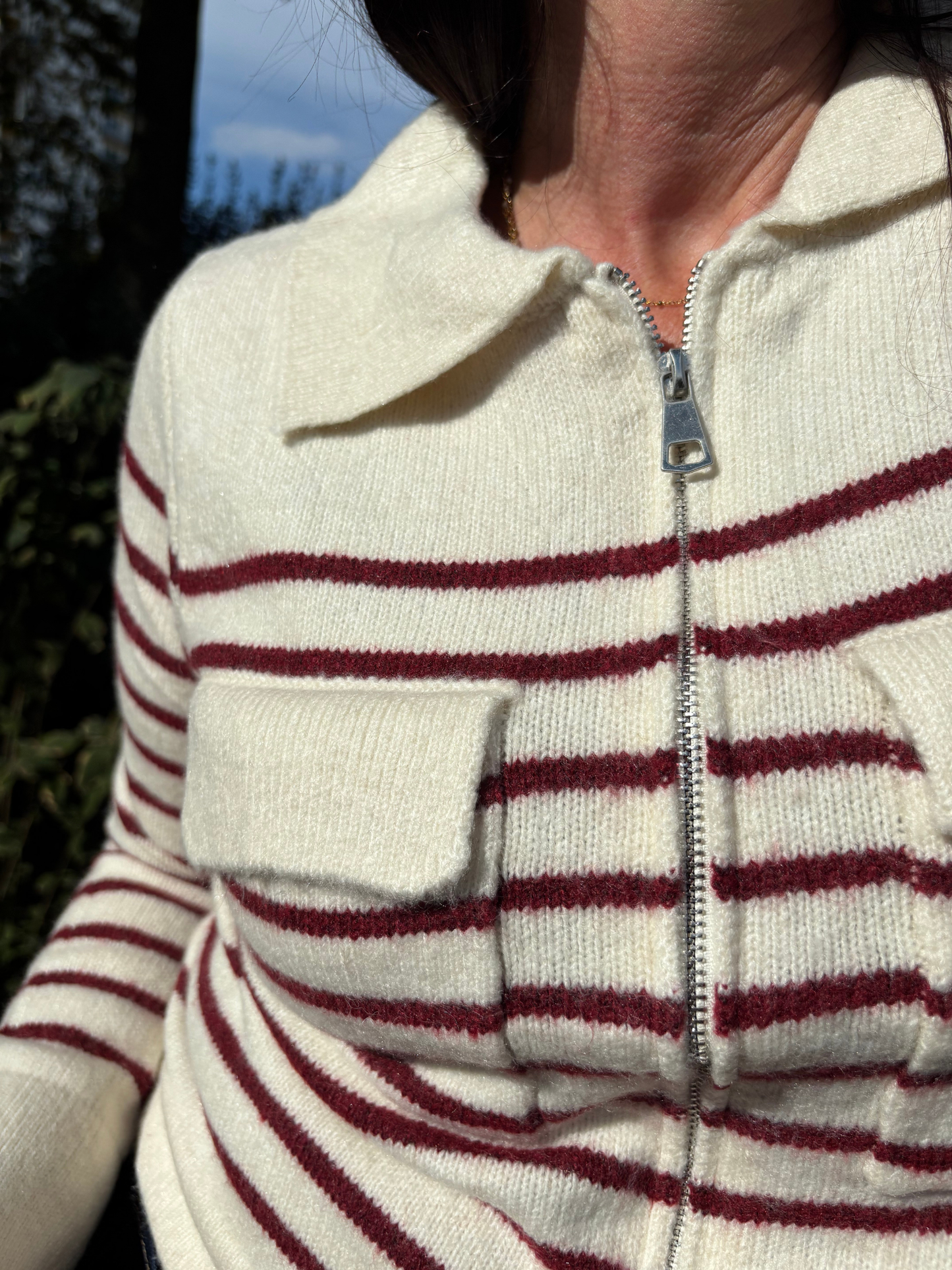 Gilet Rayé Zippé