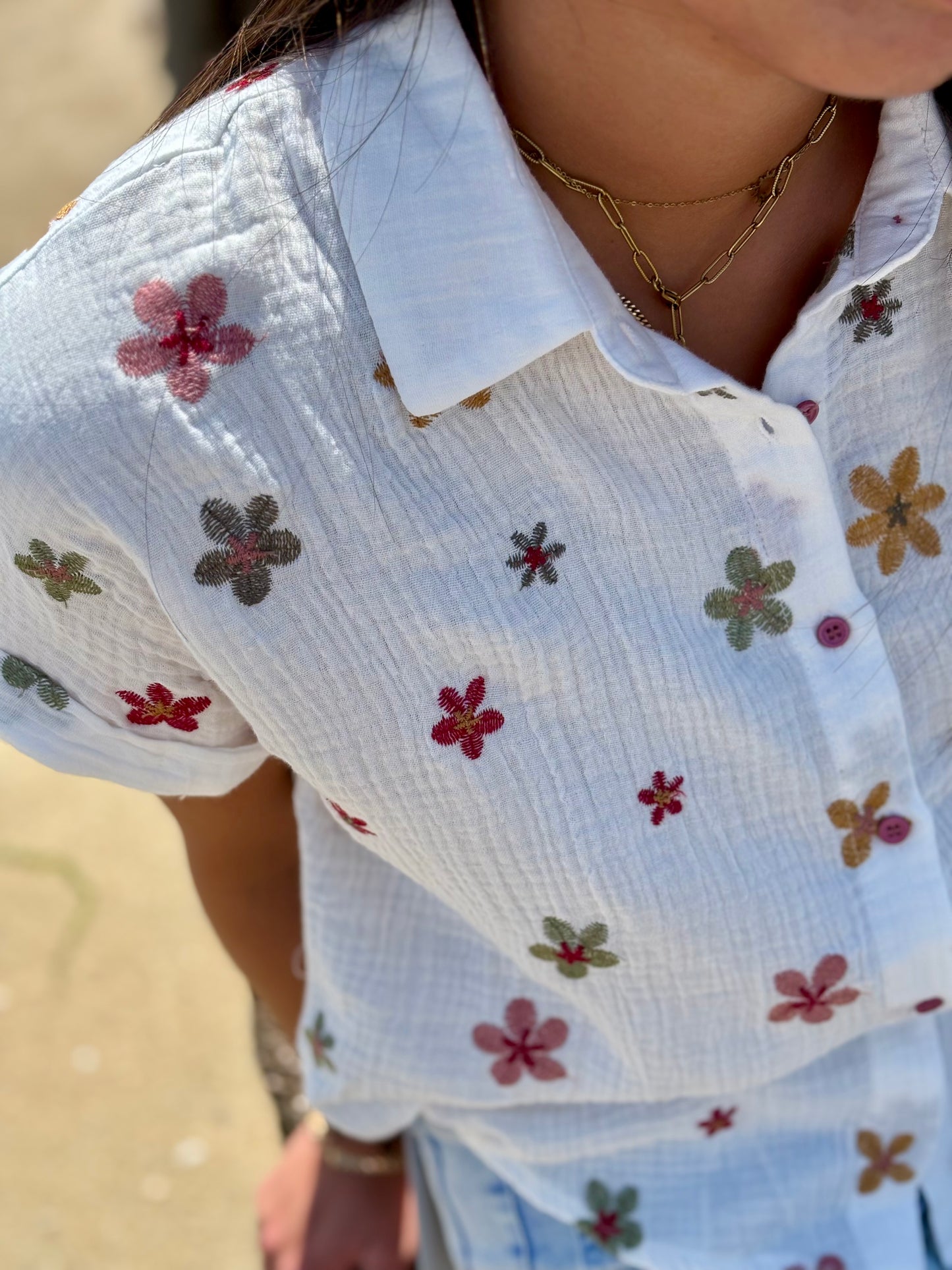Chemise Manches Courte "Fleurie Bohème"
