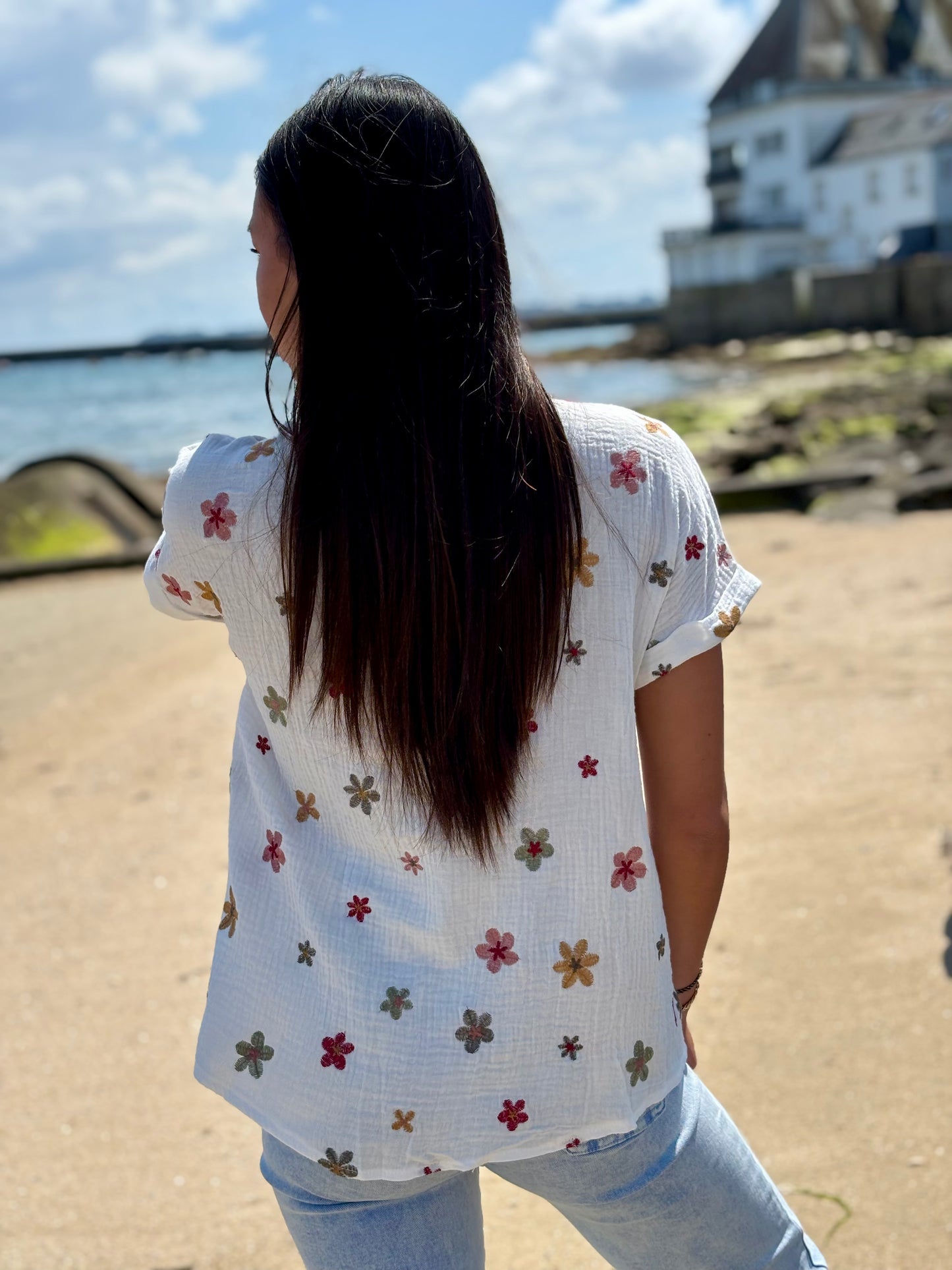 Chemise Manches Courte "Fleurie Bohème"