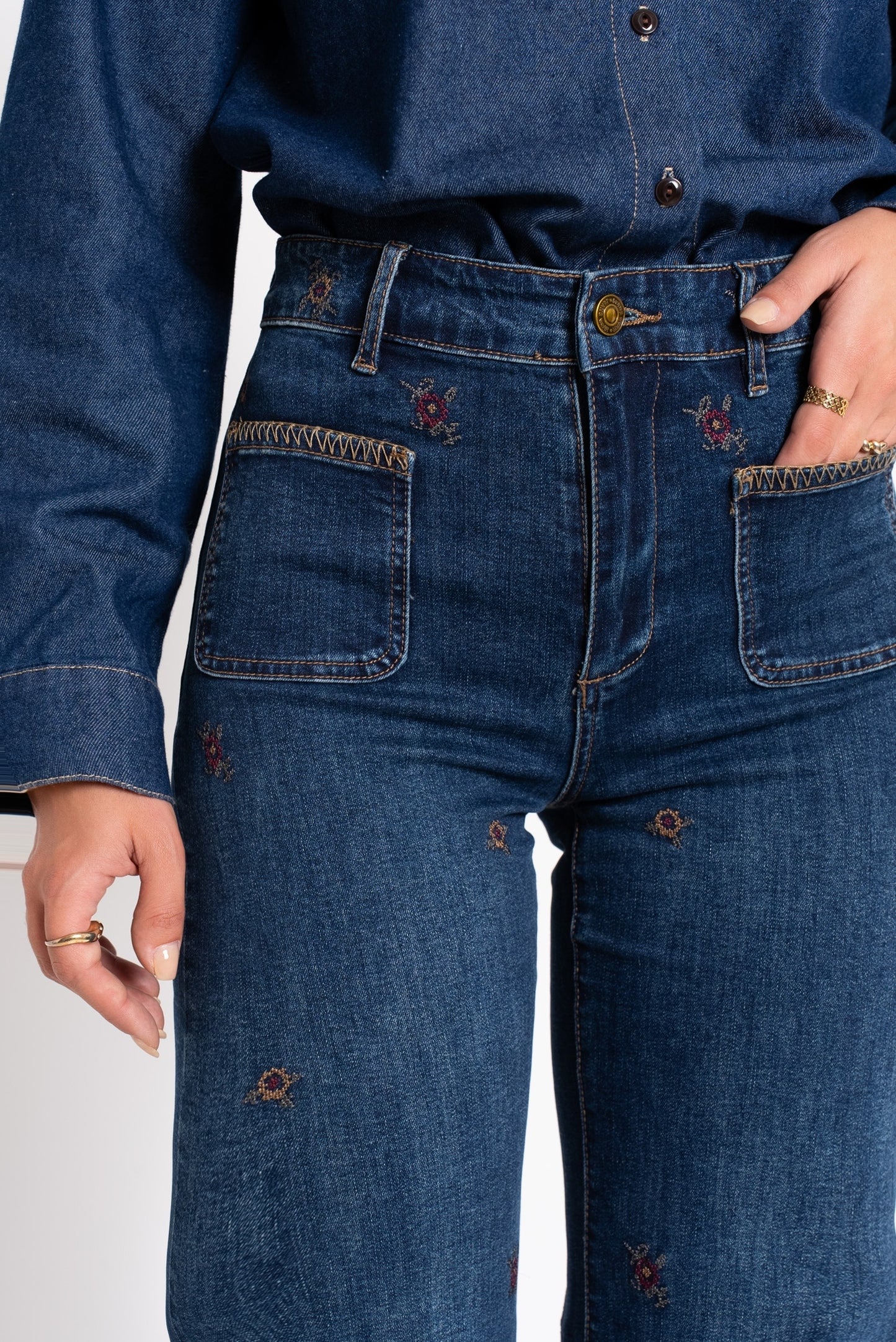 Jean Denim Broderies Colorées