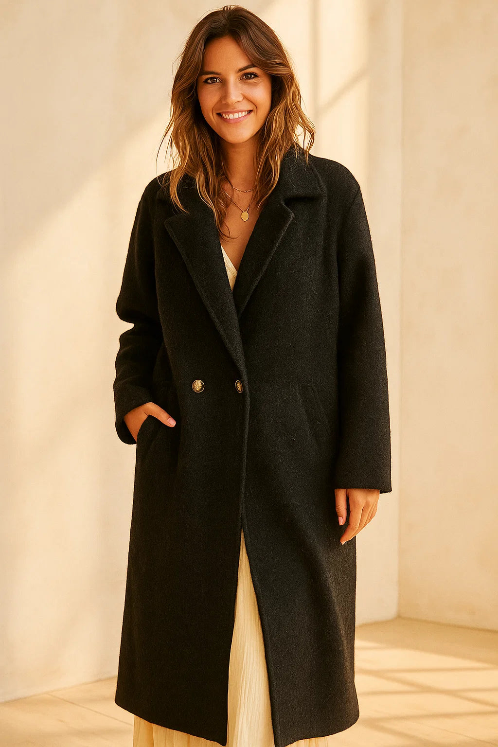 Manteau Uni Feutré