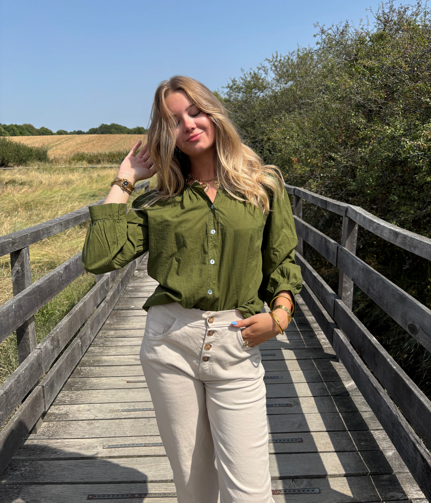 Pantalon Droit Boutons