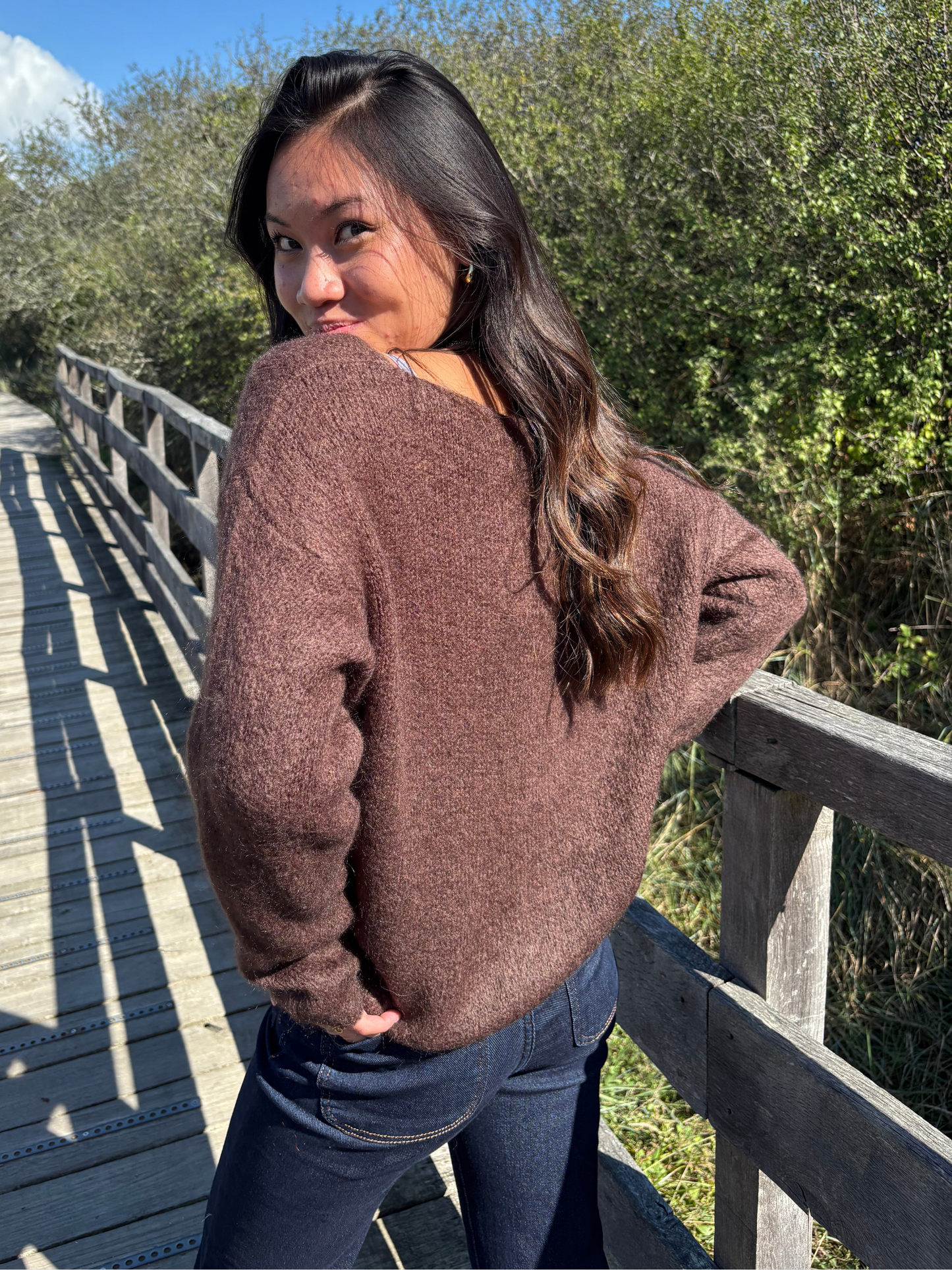 Pull en mohair mélangé col V