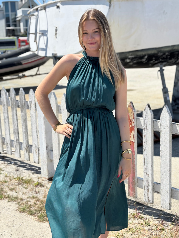 Robe Longue Fluide vert petrole