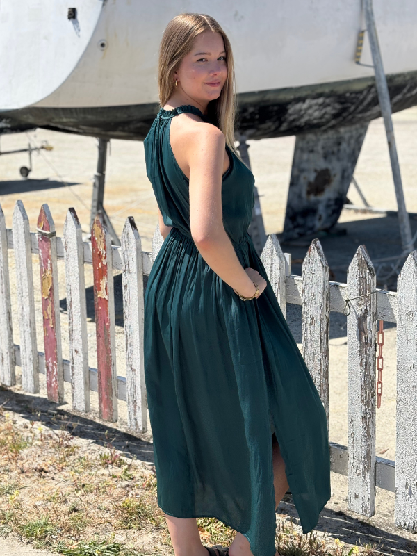 Robe Longue Fluide vert petrole
