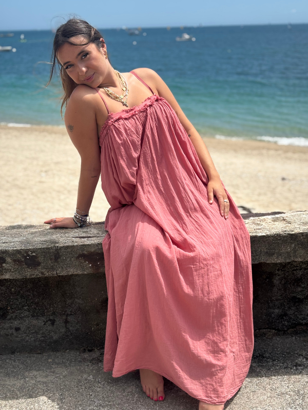 Robe Fines Bretelles Voile de Coton