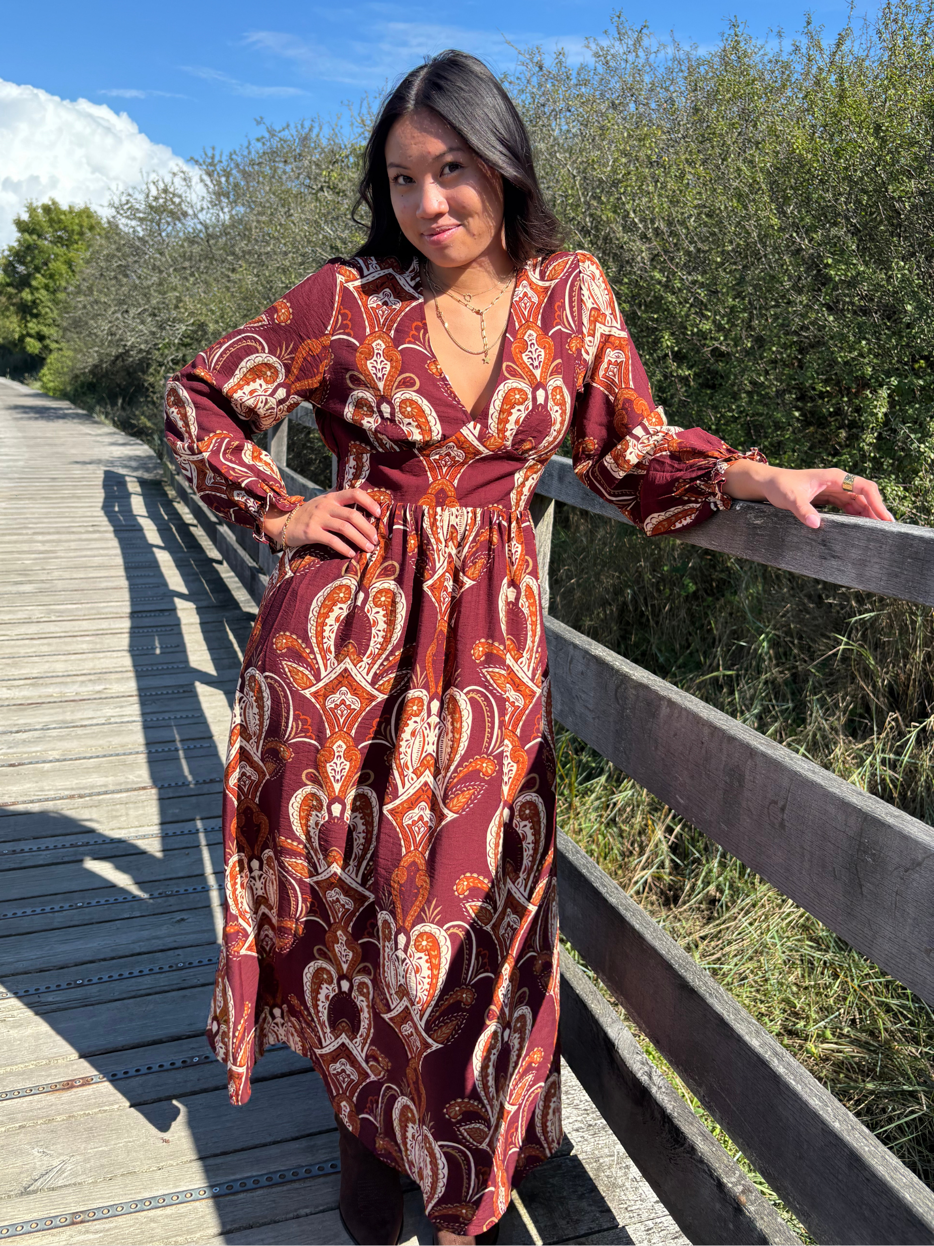 Robe longue imprimée bohème chic