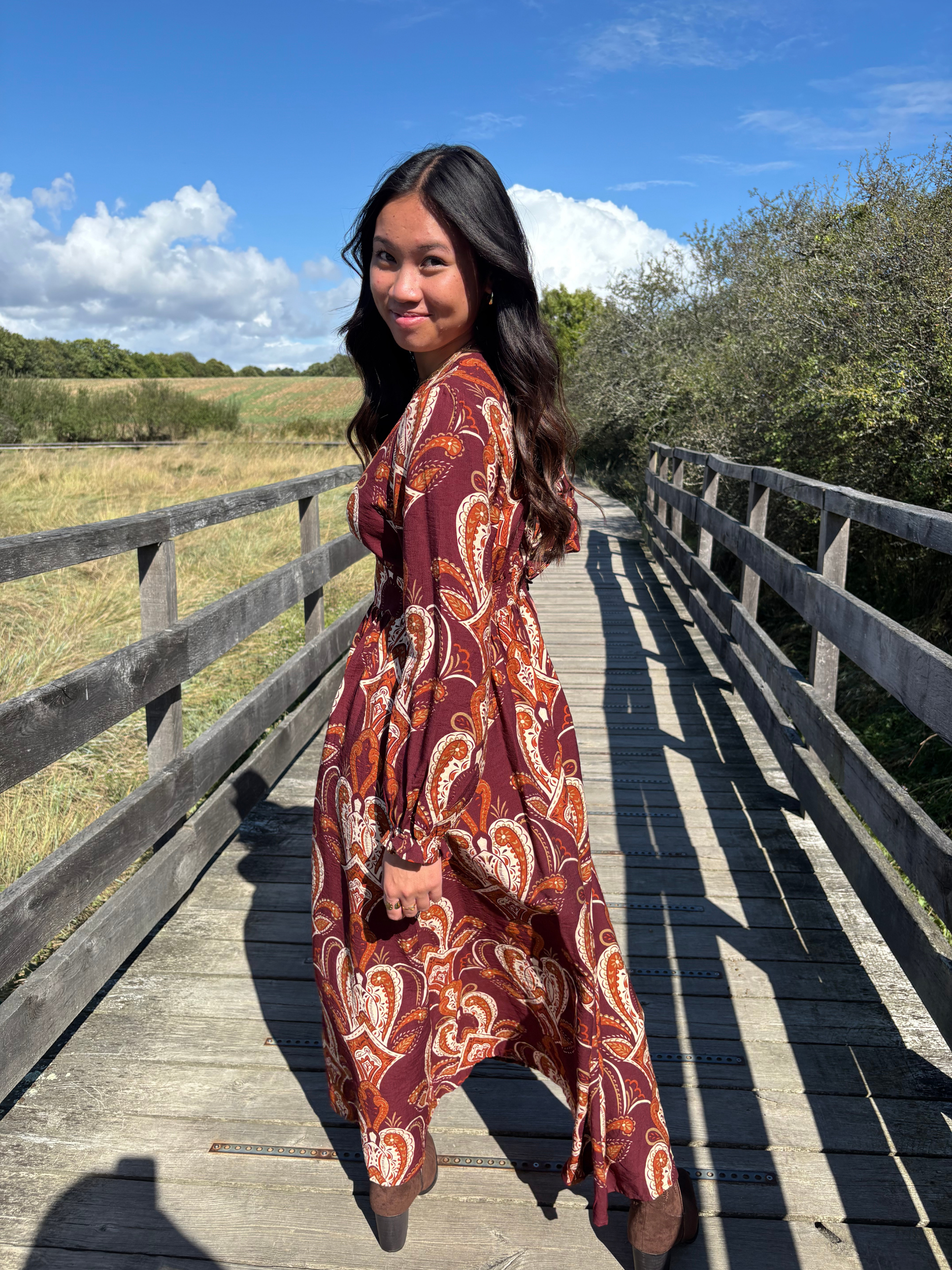 Robe longue imprimée bohème chic