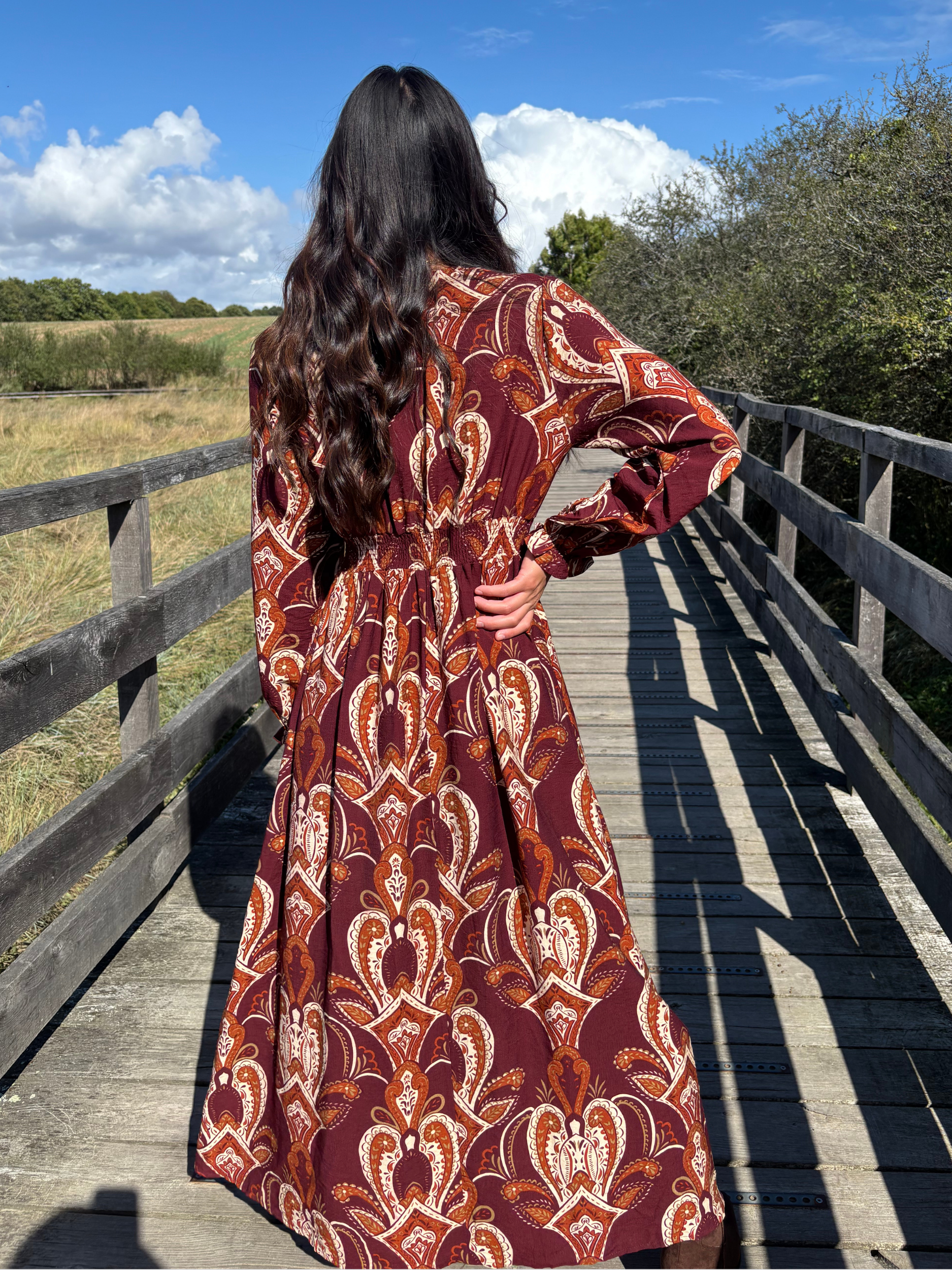 Robe longue imprimée bohème chic