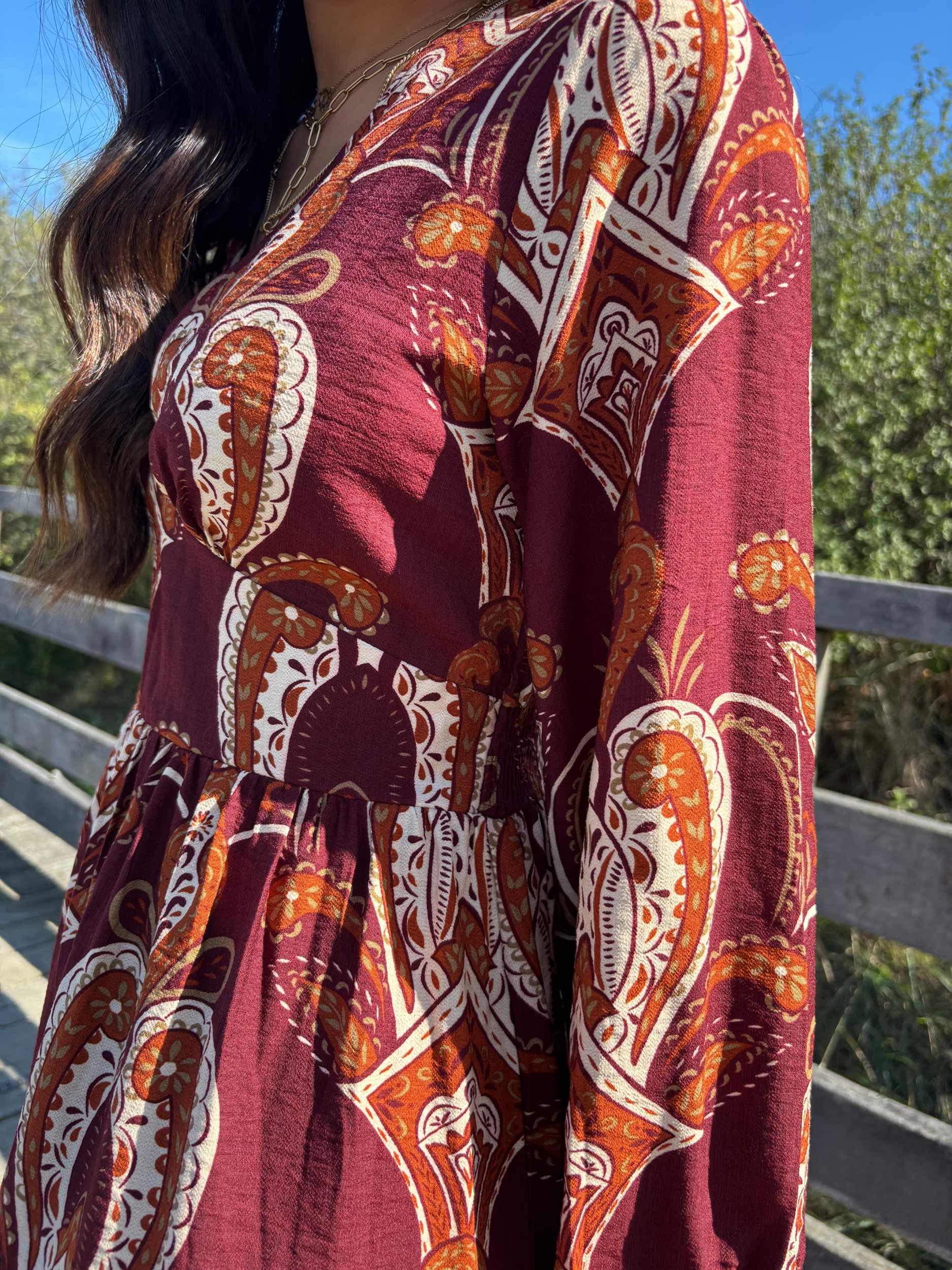 Robe longue imprimée bohème chic