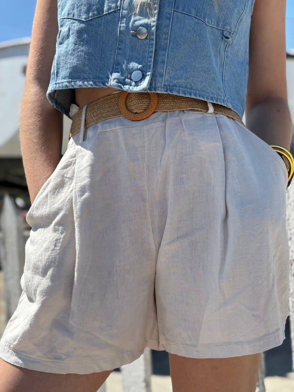 Short Ceinturé beige