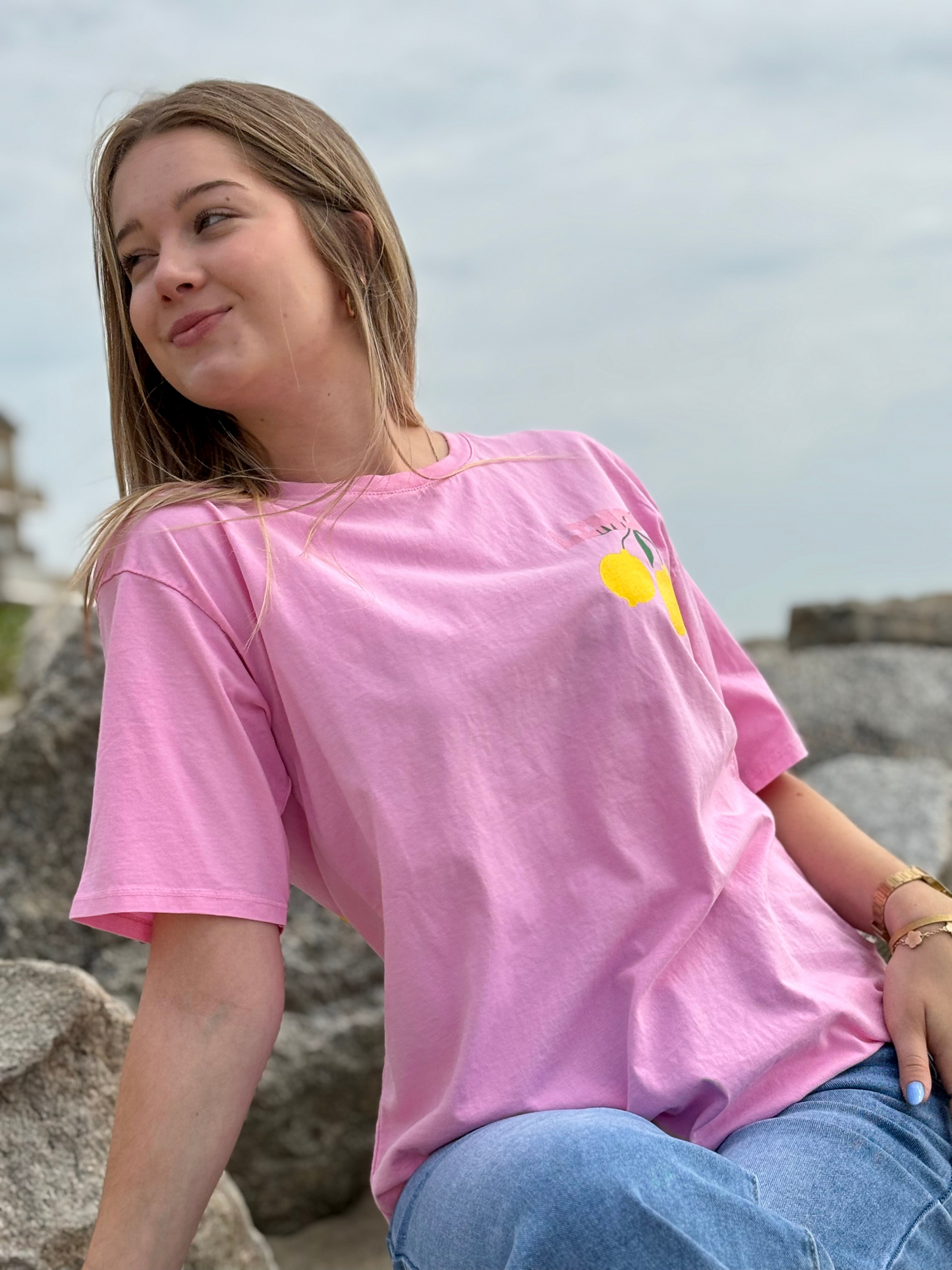 Tee-shirt coton rose "Limoncello"