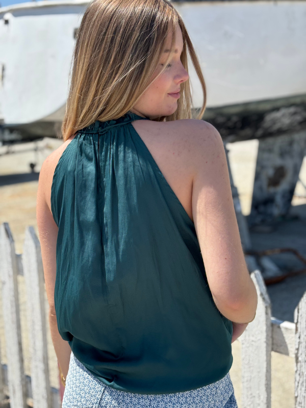 Top fluide sans manches vert petrole