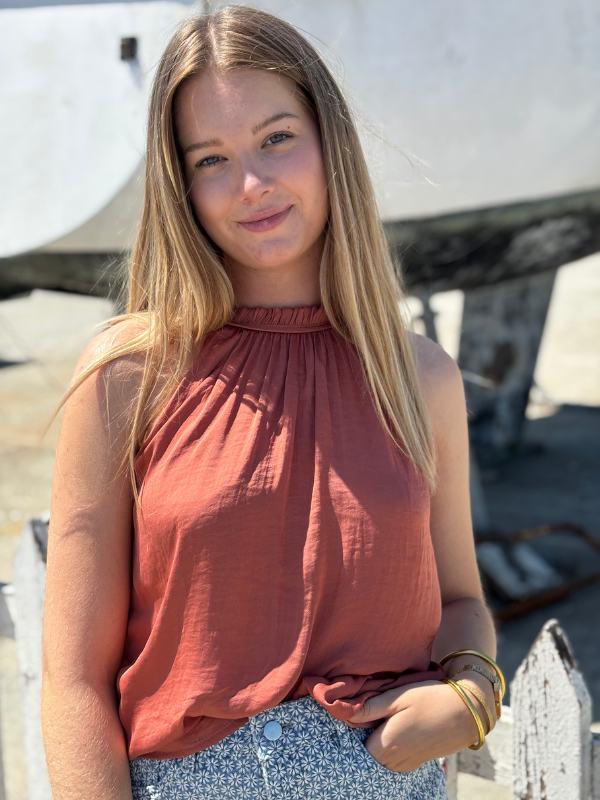 Top fluide sans manches vieux rose