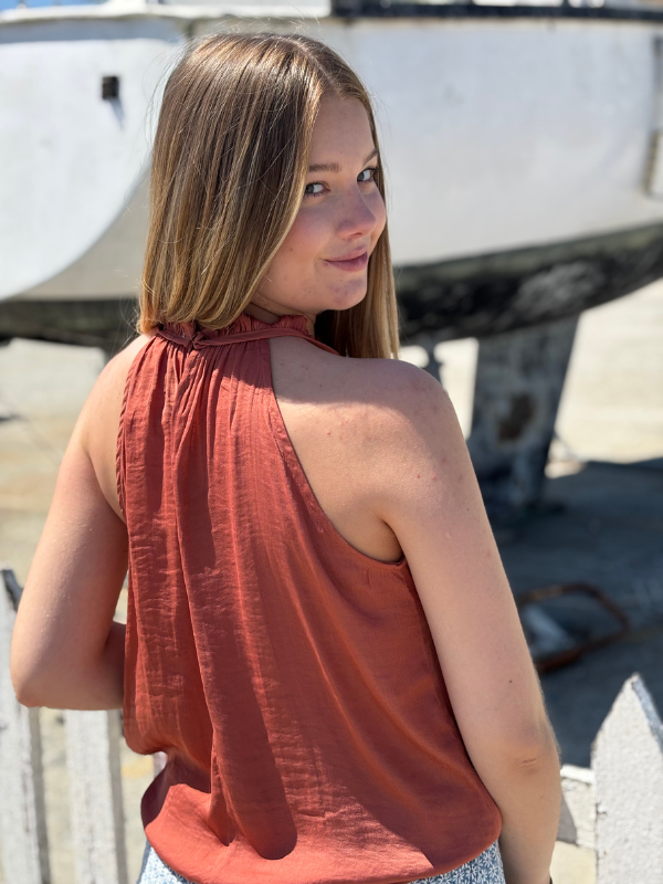 Top fluide sans manches vieux rose