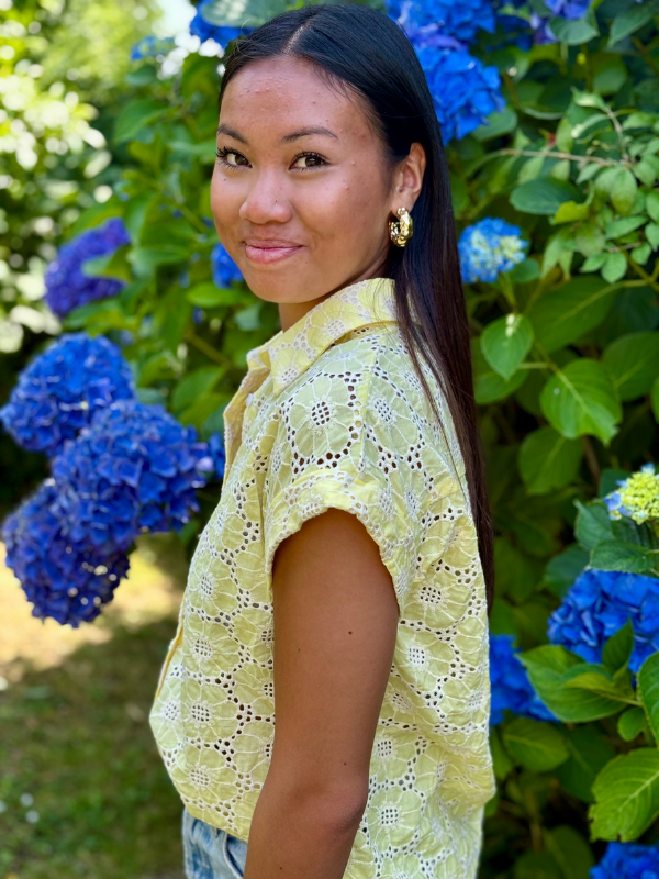 Top Brodé en Coton Bohème jaune