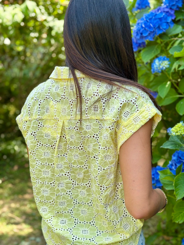 Top Brodé en Coton Bohème jaune
