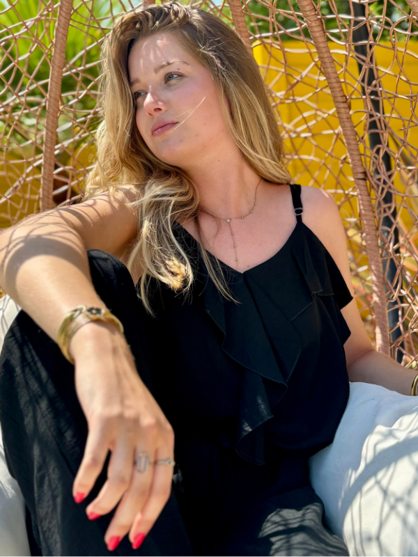 Top Volanté en Viscose Bohème noir