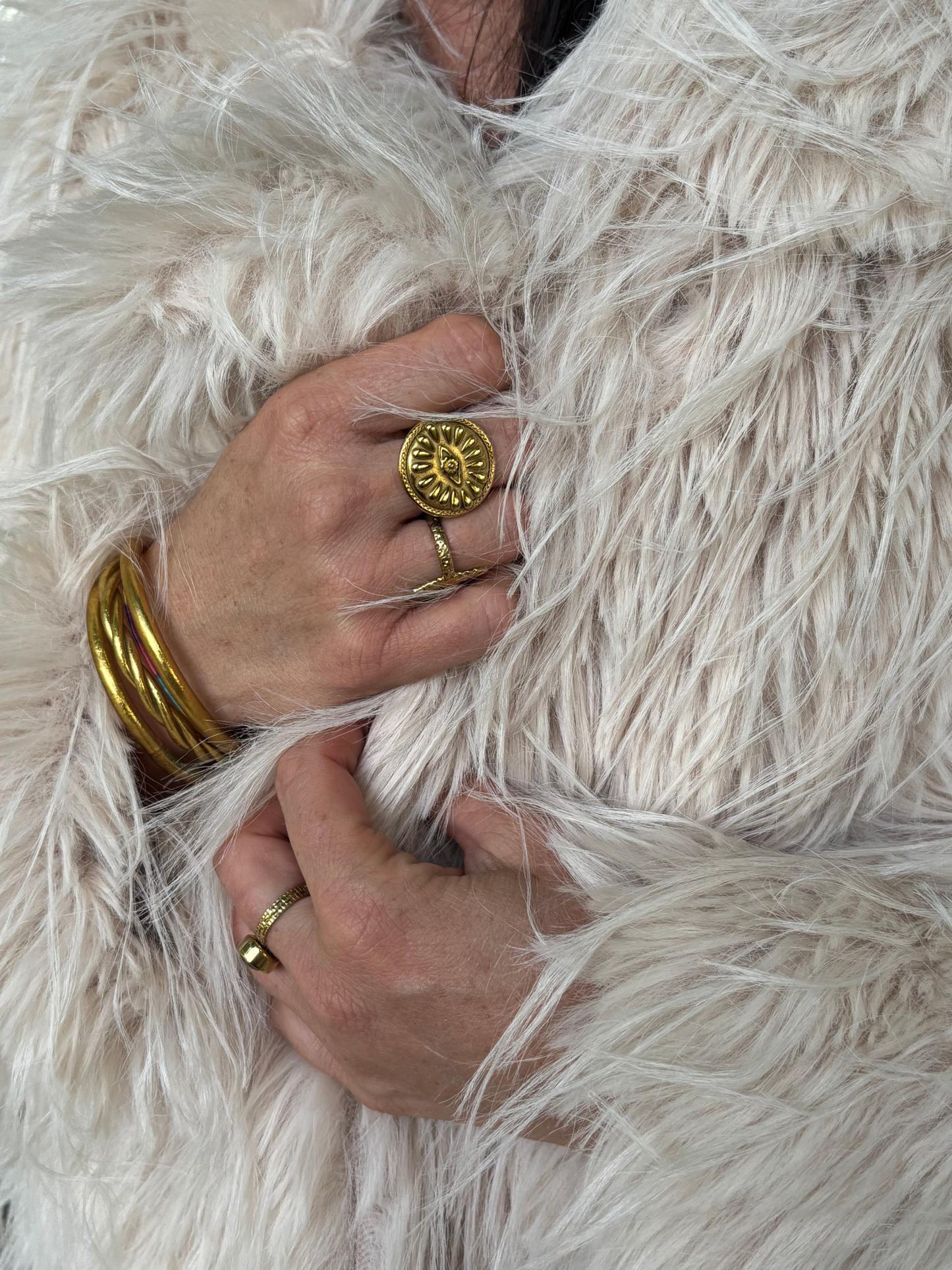 Veste Fausse Fourrure Beige