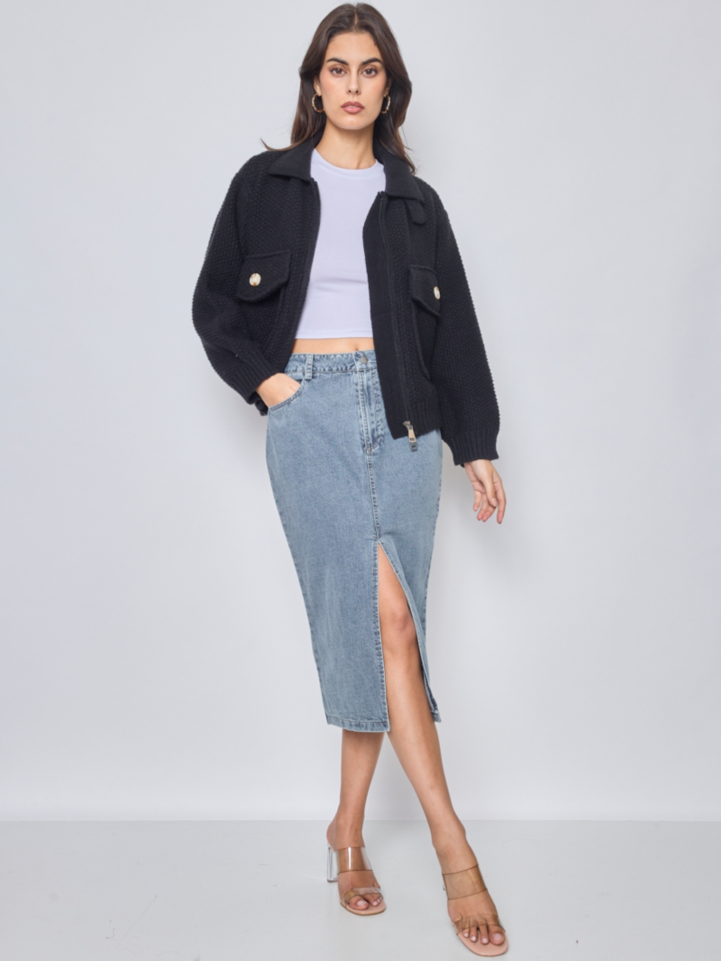 Veste Maille Zippée