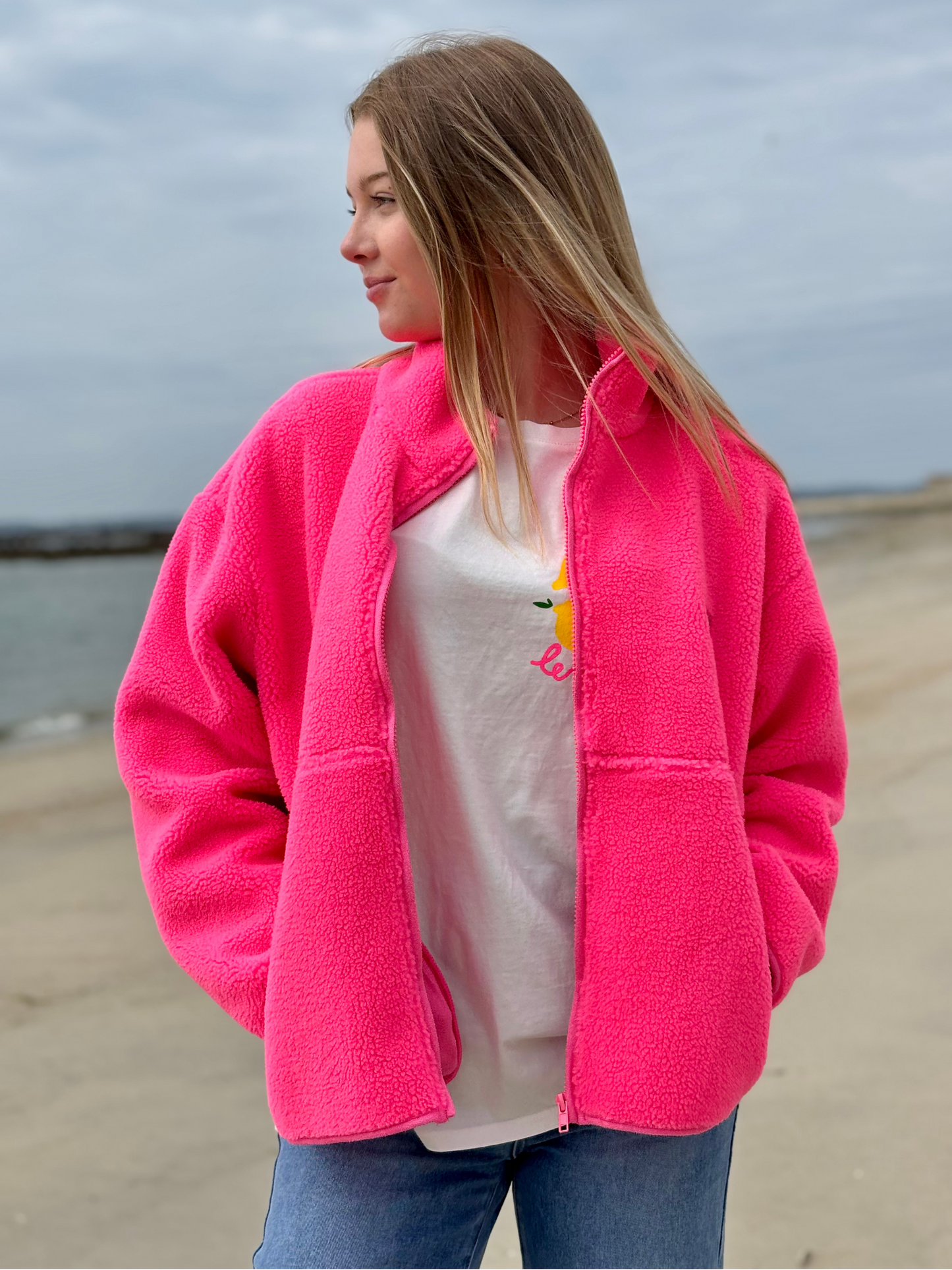 Veste polaire rose fuchsia
