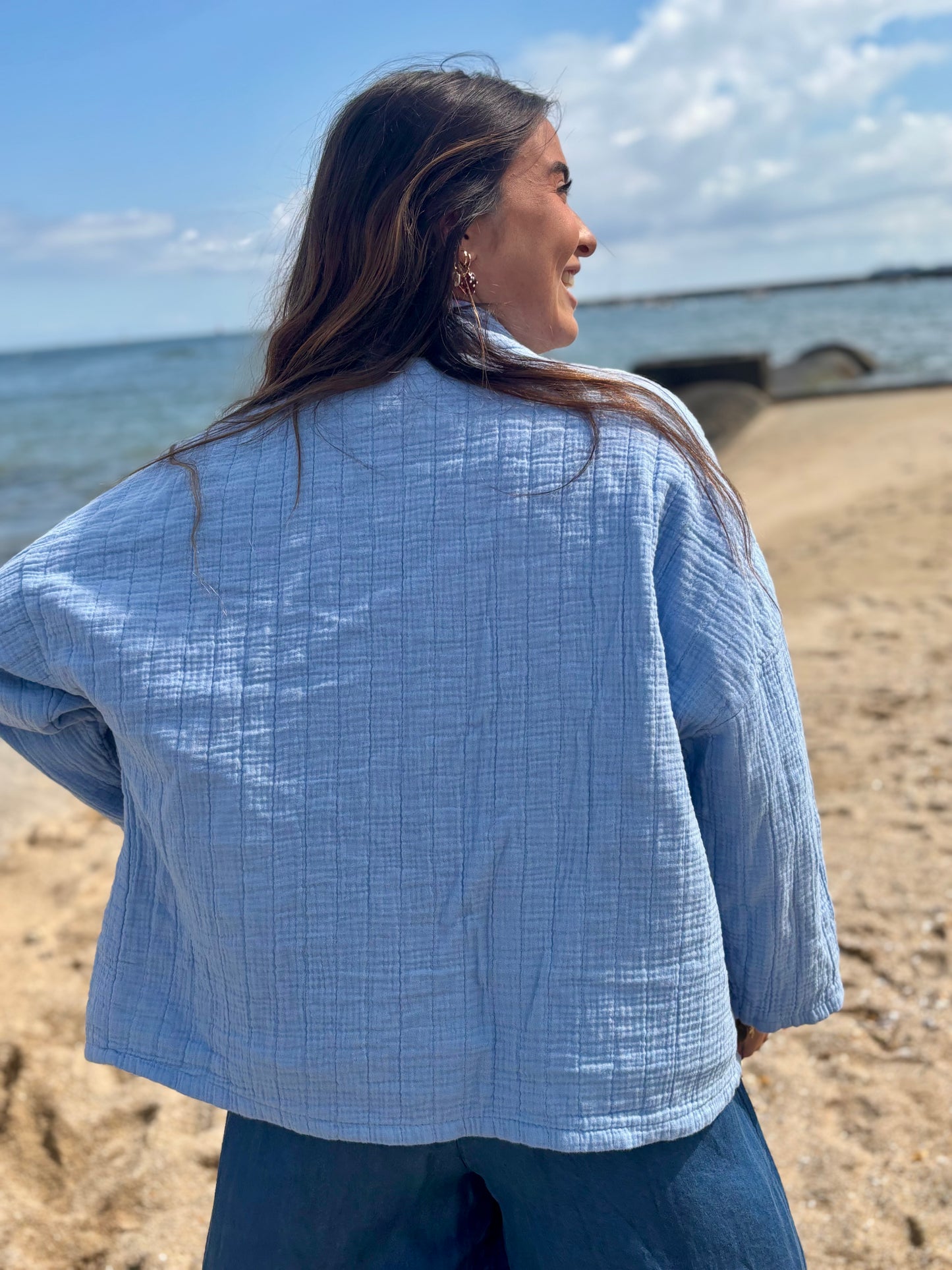 Veste en Gaze de Coton bleu ciel