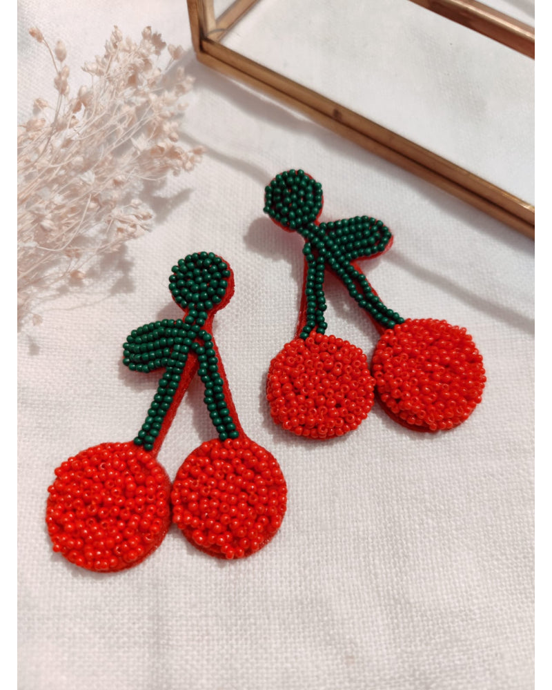 Boucles d'Oreilles Perles Cerise