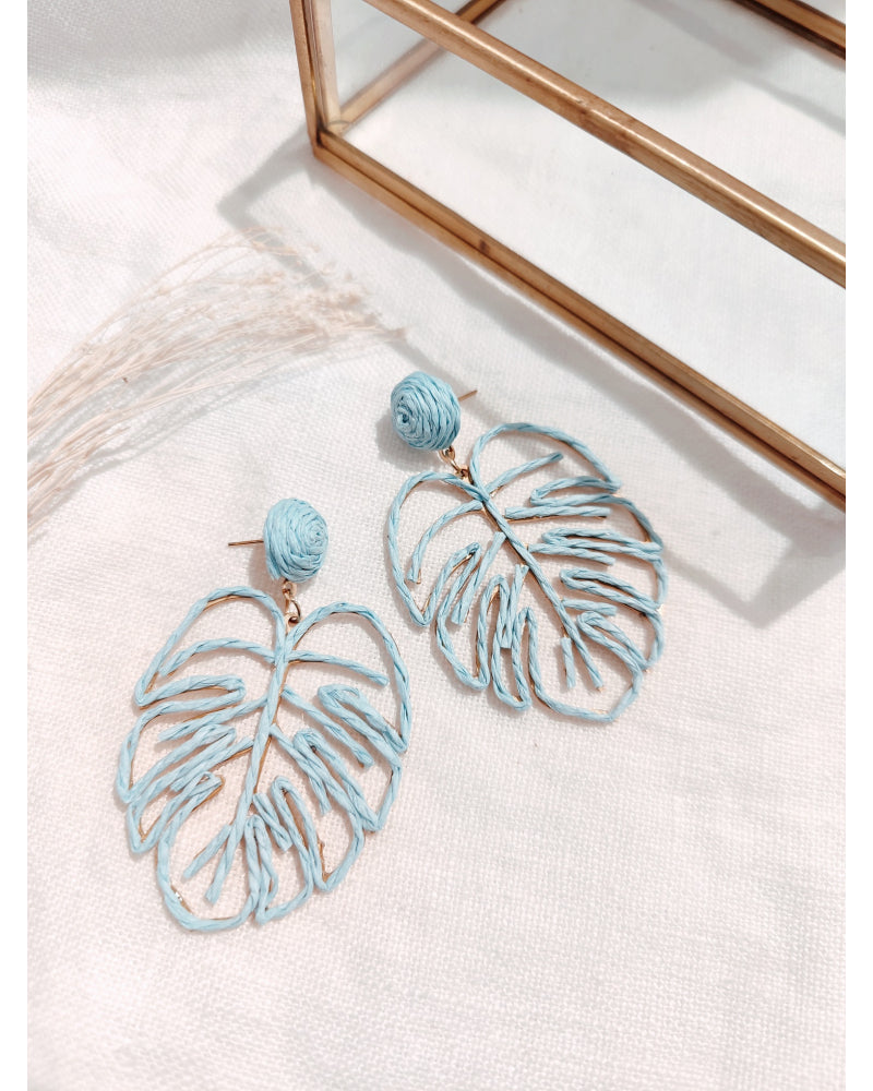 Boucles d'oreilles "Raphia Monstera"