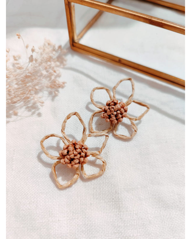 Boucles d’oreilles "Fleur Raphia"
