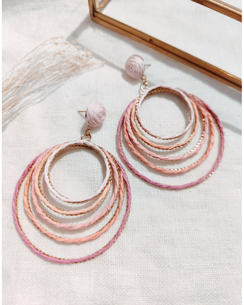 Boucles d’oreilles “Fleur & Feuille Raphia”