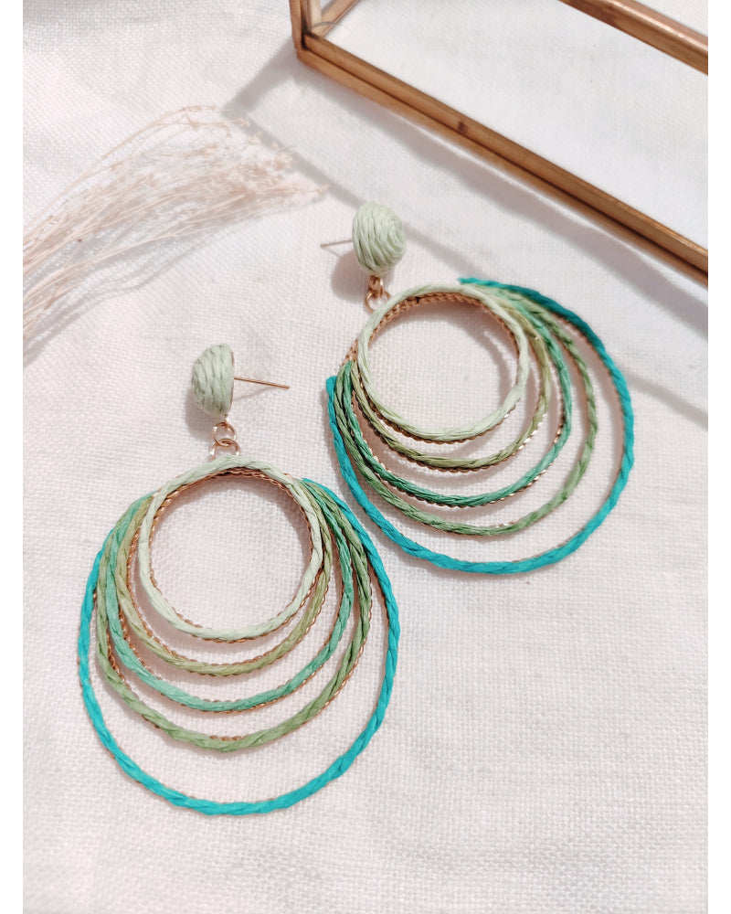 Boucles d’oreilles “Fleur & Feuille Raphia”