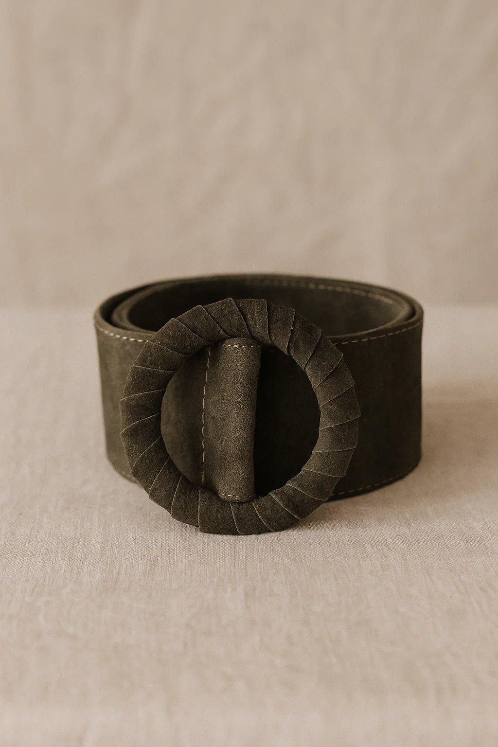 Ceinture Large En Cuir Bleu - Taille M (76-84 Cm) - Vintage - Occasion Très Bon État