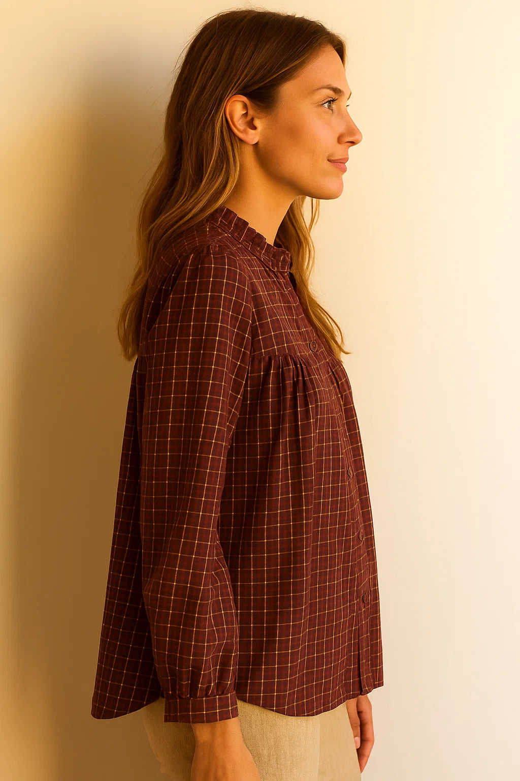 Chemise à Carreaux Rétro Bordeaux
