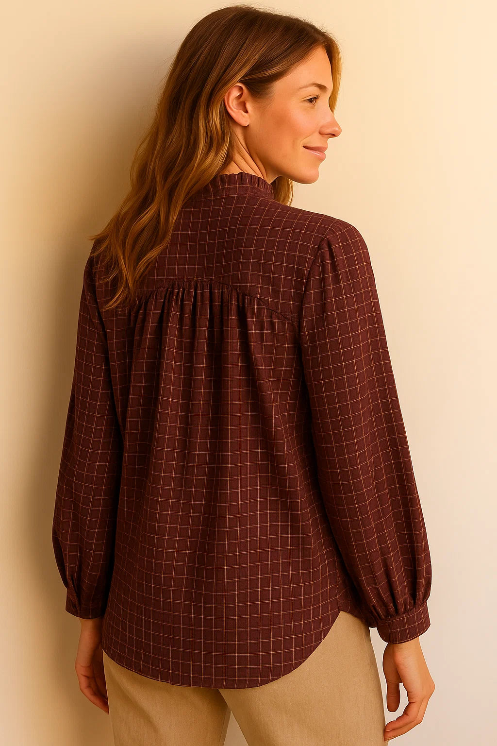 Chemise à Carreaux Rétro Bordeaux