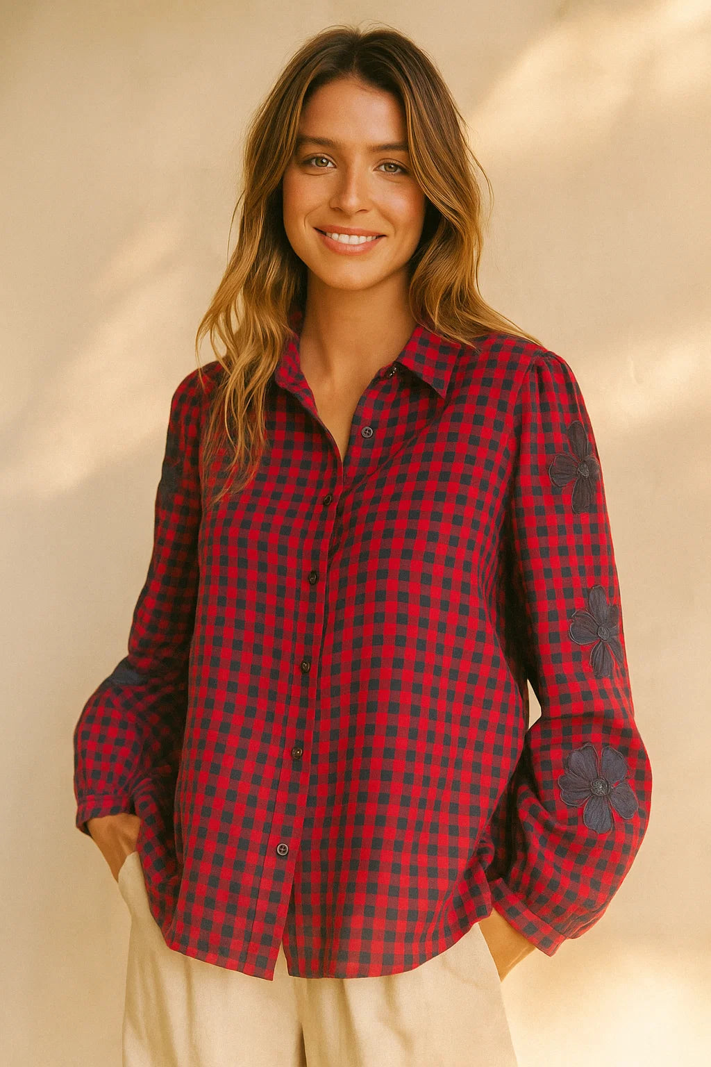 Chemise Vichy Brodée