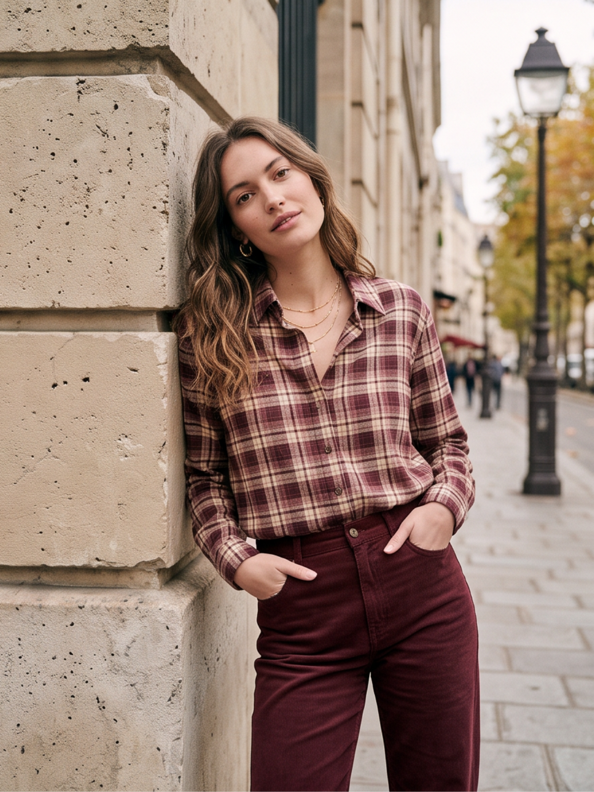 Nouveautés Hippie Chic — Chemise Ariane à carreaux bordeaux