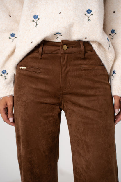 Pantalon Droit en Suédine